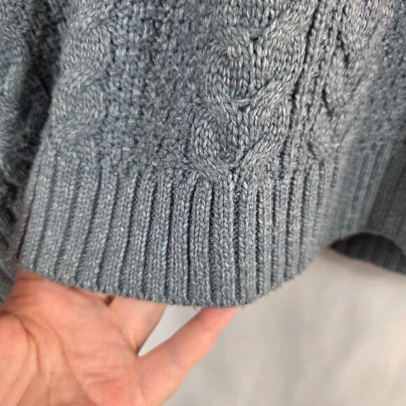 Tahari Cable Knit Crewneck Blue Sweater Women's Size Large - Picture 5 of 11